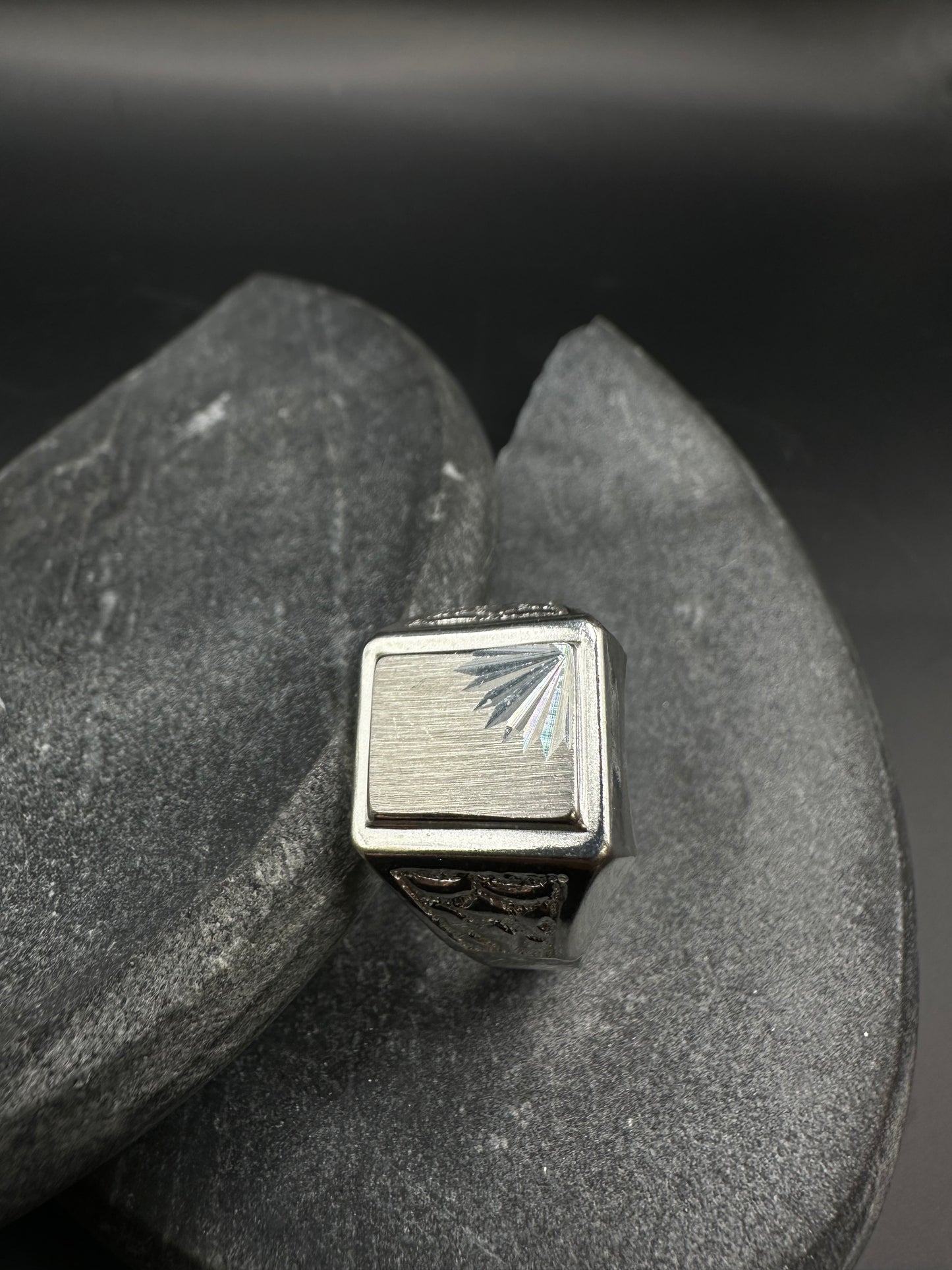 925 Zilveren Zegelring met Diamond Cut Bewerking