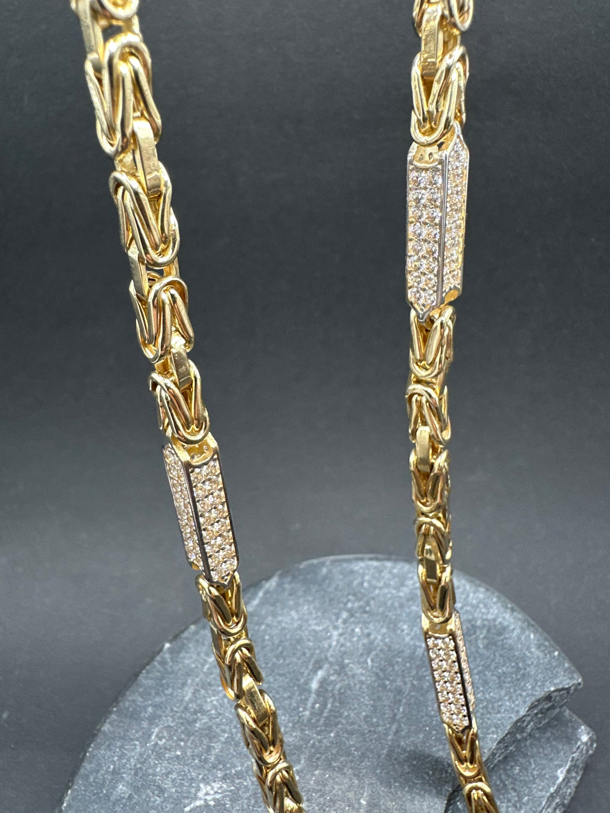 14K Gouden Iced Koningsketting met Zirkonia – 62 cm