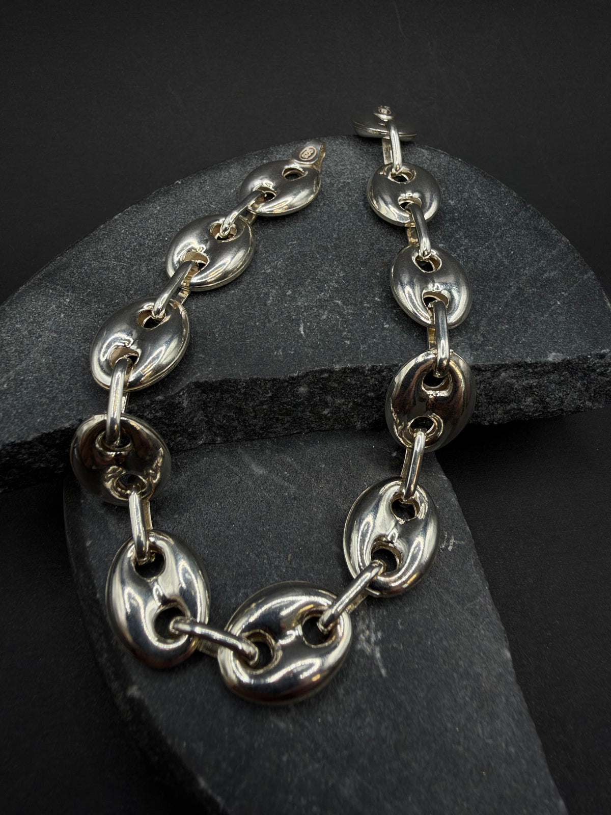 925 Zilveren Koffiebonen Armband – 23 cm – 12 mm