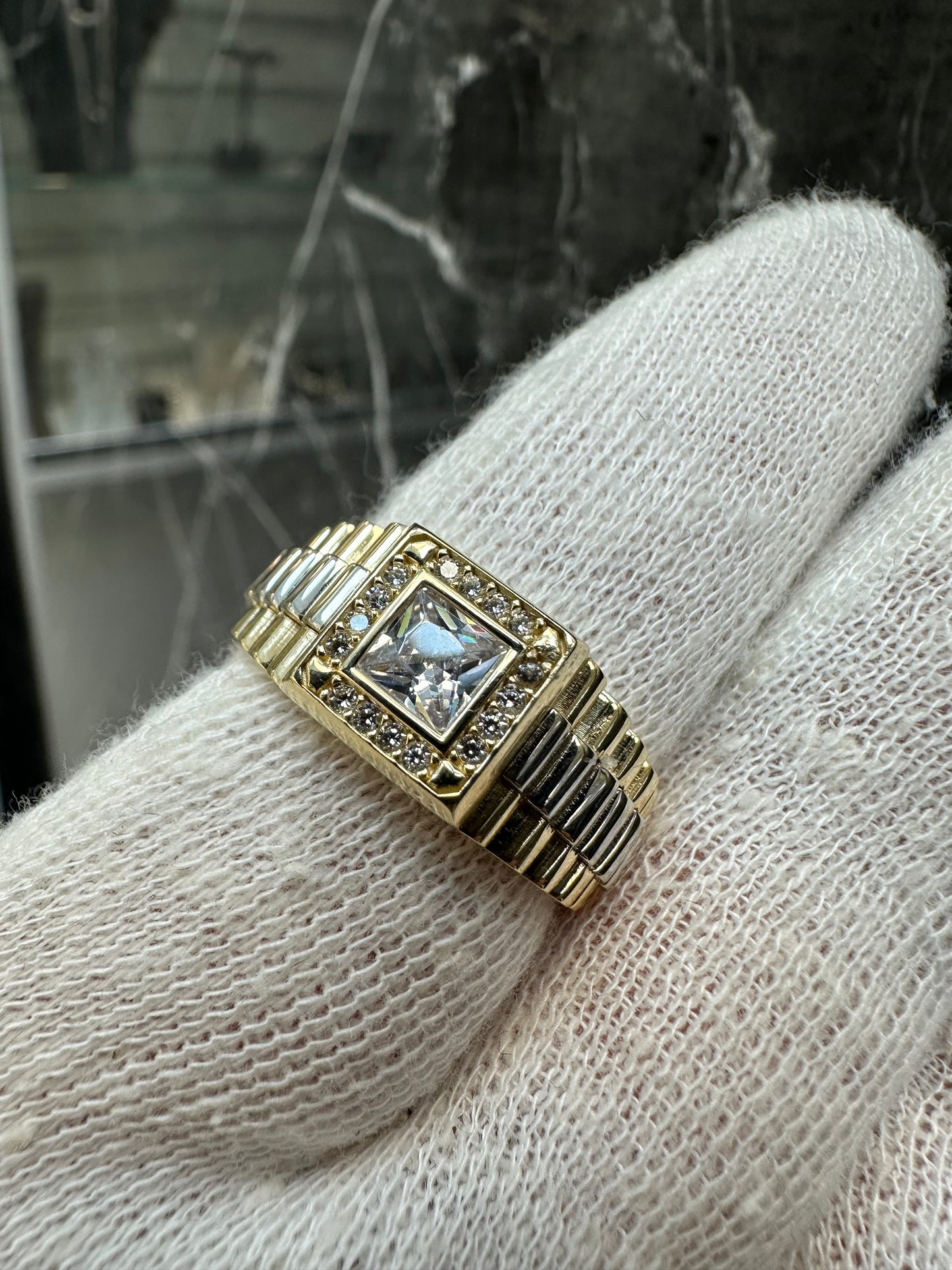 Prachtige 14K Gouden Bicolor Ring – Witgoud & Geelgoud met Zirkonia
