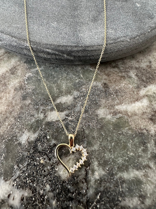 14k Gouden Ketting met Hart hanger