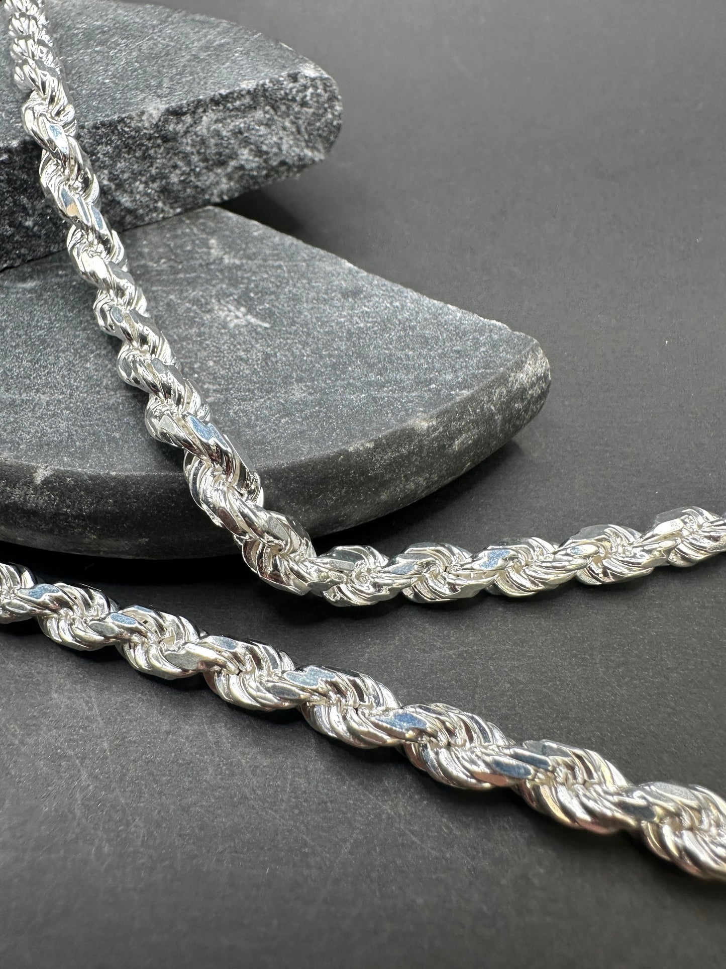 925 Zilveren Diamond Cut Rope Chain – Made in Italy