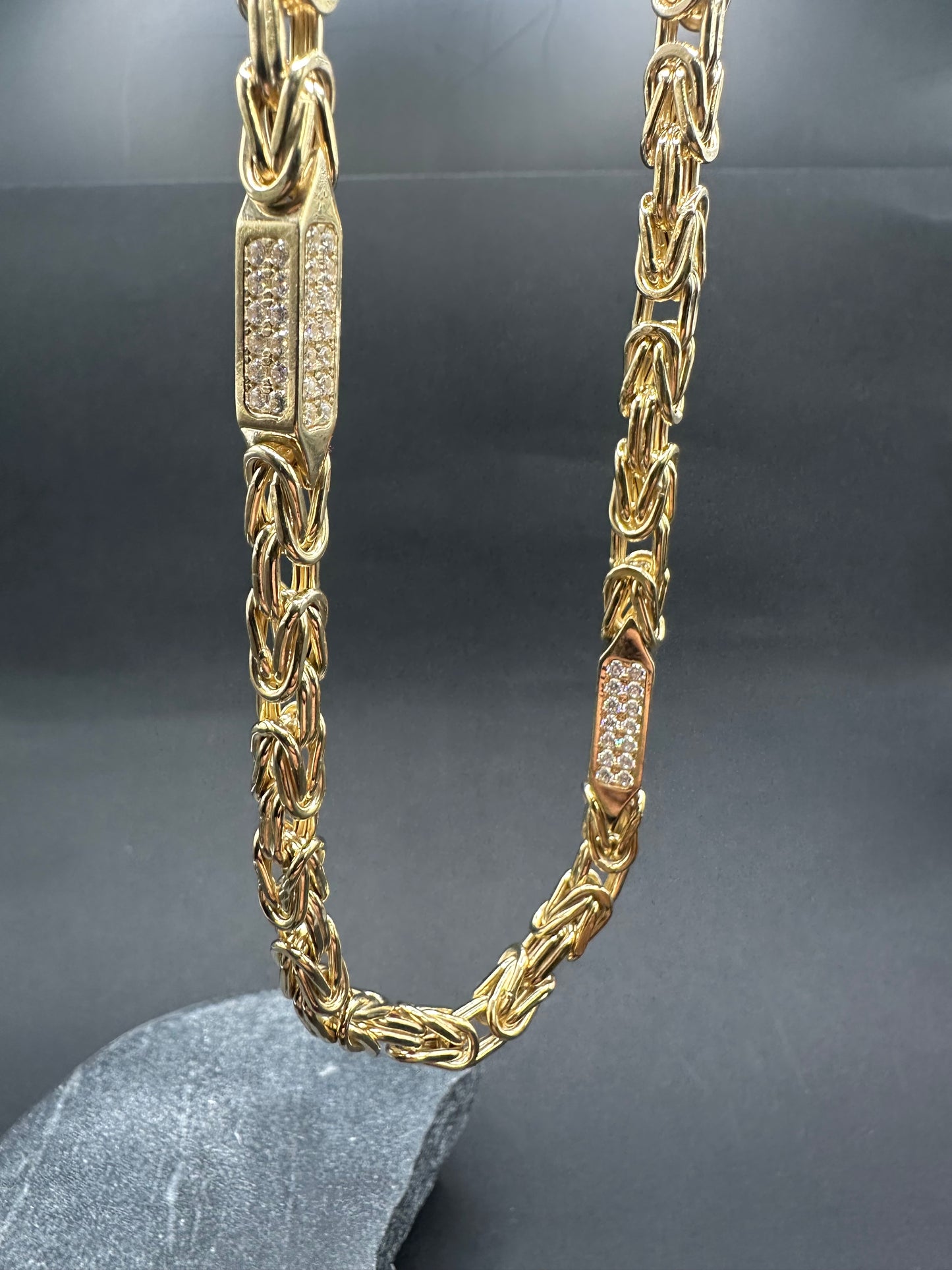14K Gouden Iced Koningsketting met Zirkonia – 60 cm