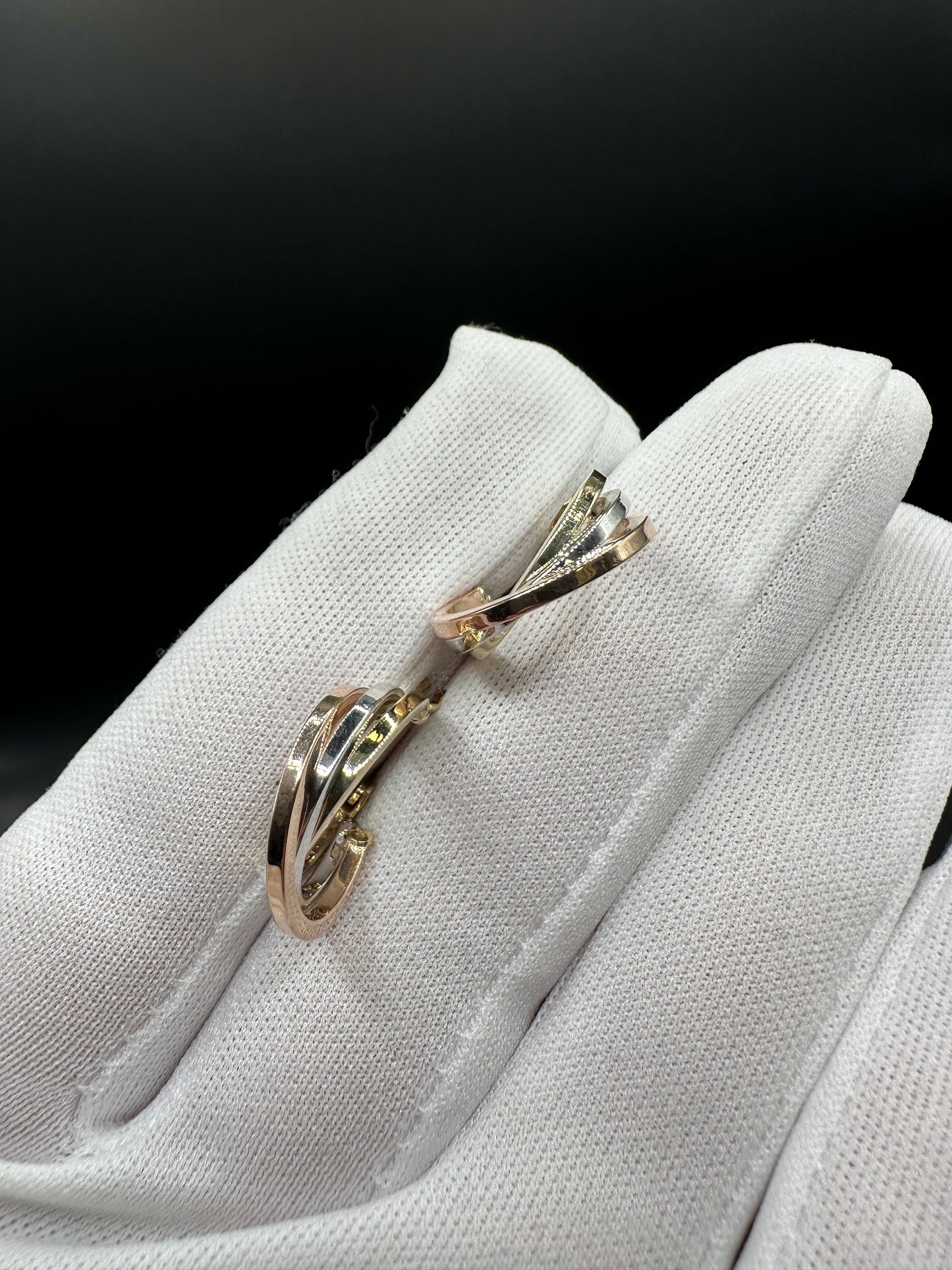 14K Gouden Tricolor Oorbellen – 16,4 mm