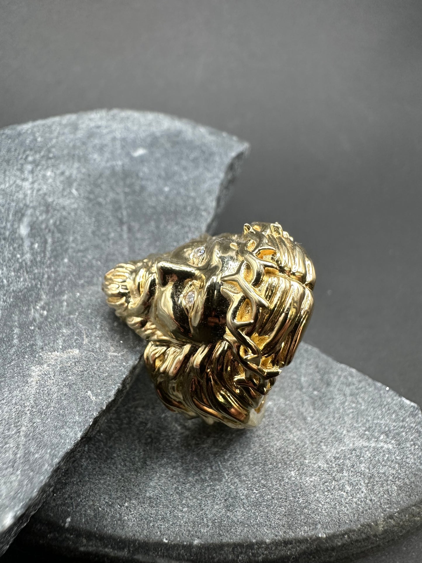 14K Gouden Jezus Hoofd Ring – Maat 20