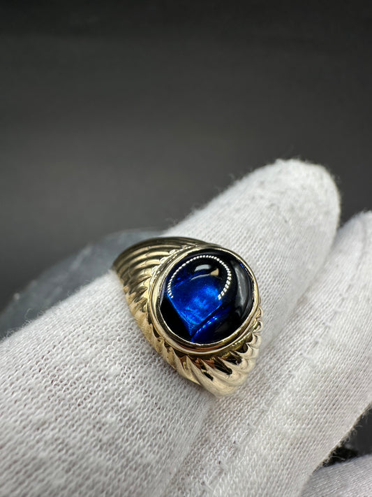 14K Gouden Ring met Blauwe Edelsteen – Maat 20,5