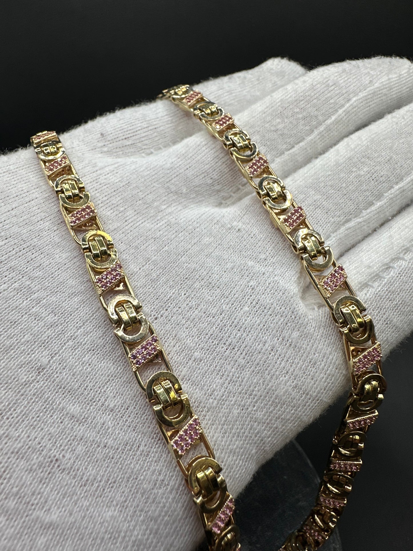 14K Gouden Valentino Ketting met Robijnen – 63 cm