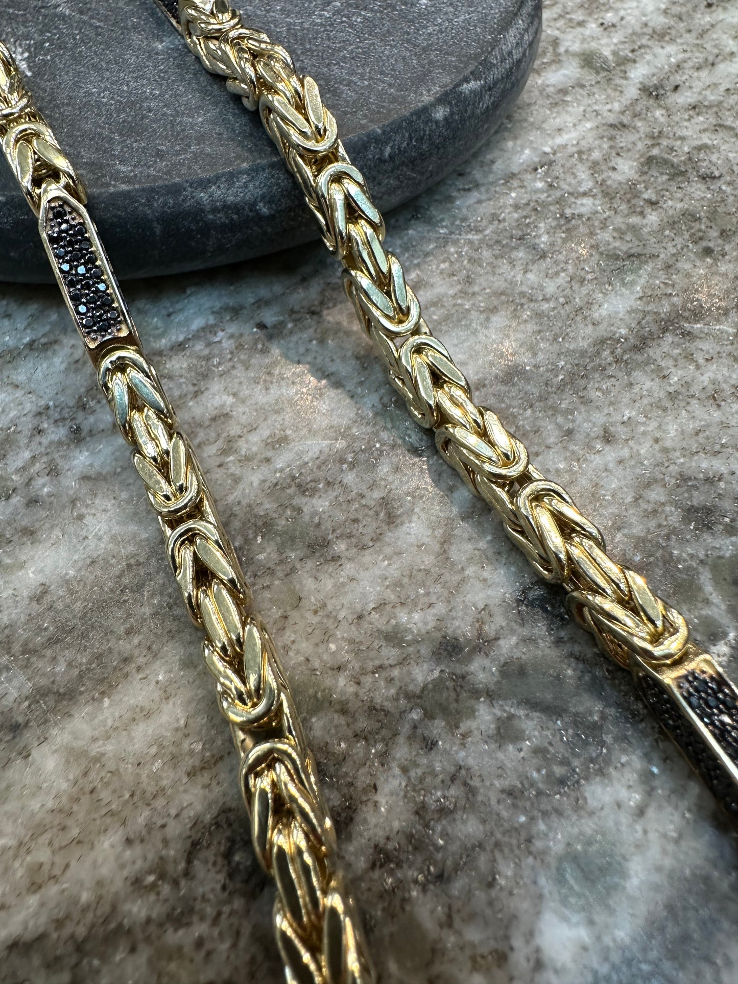Prachtige 14k Gouden Koningsketting met onyx| 65 cm |5,5 mm