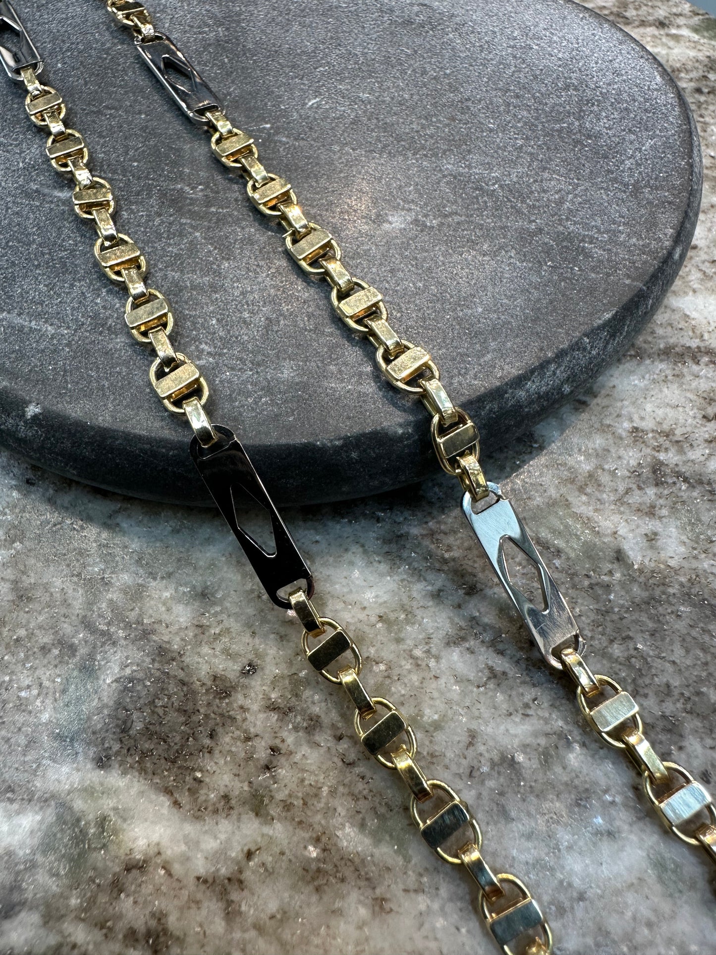 Prachtige 14K Gouden Kingsly Ketting met Ruitjes – Luxe & Uniek Design| 70 cm | 5 mm