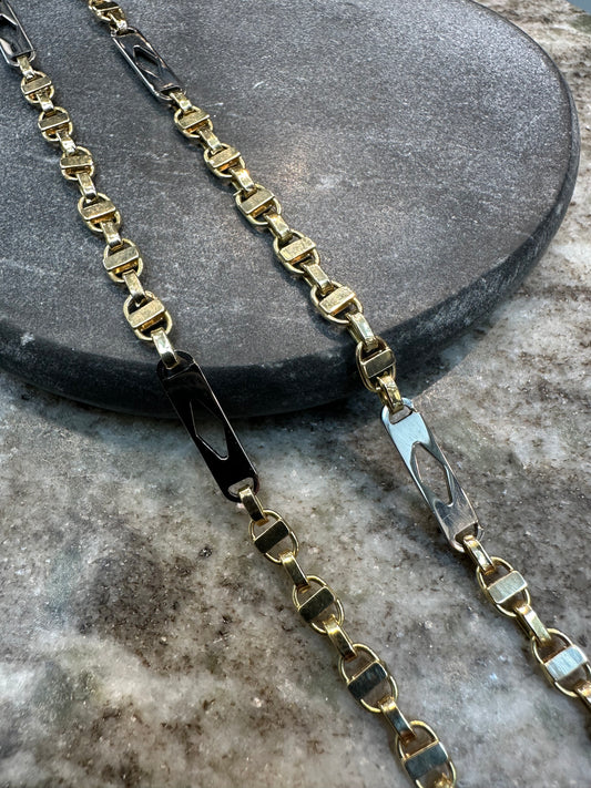 Prachtige 14K Gouden Kingsly Ketting met Ruitjes – Luxe & Uniek Design| 70 cm | 5 mm