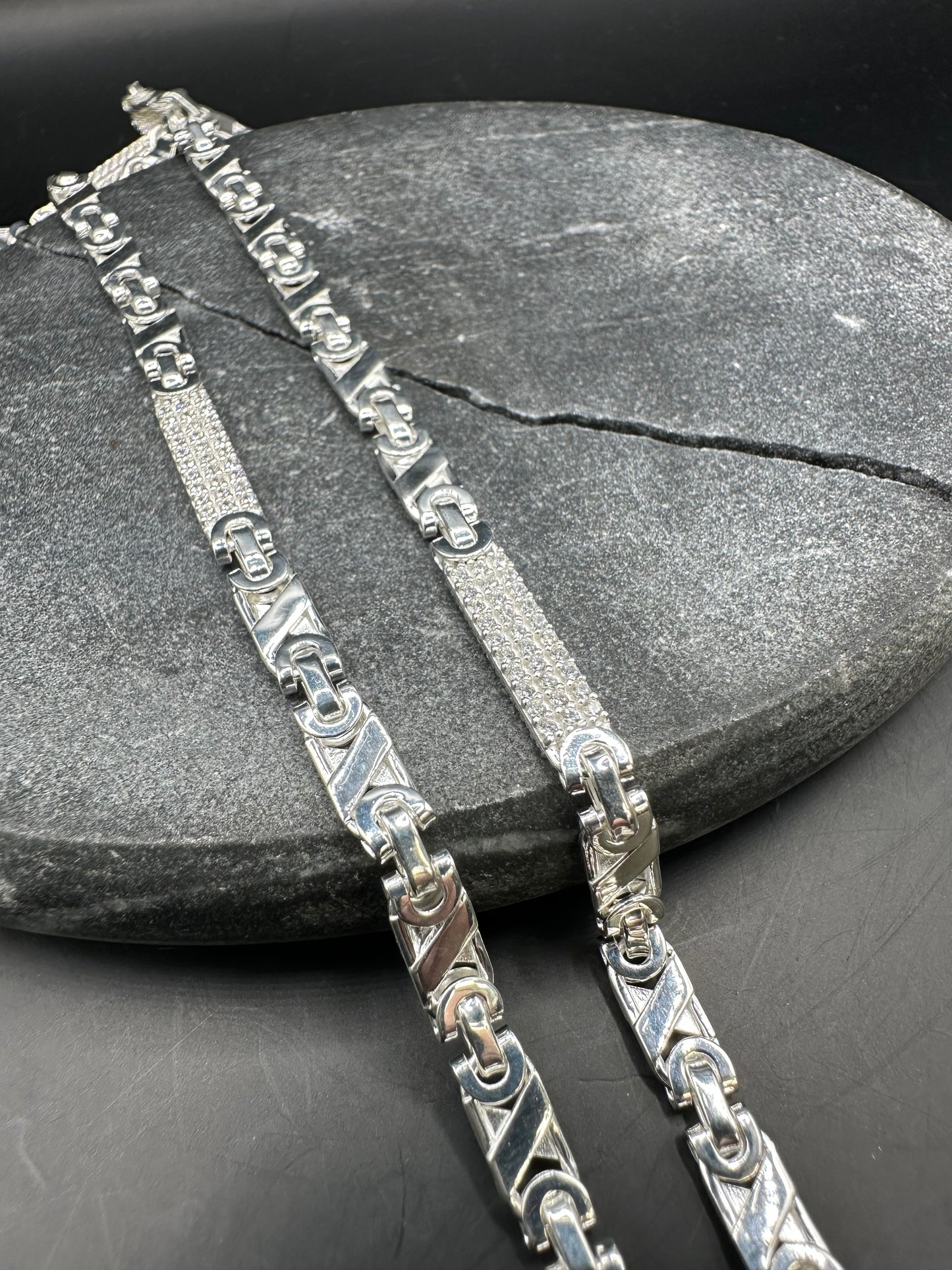 925 Zilveren Iced Valentino Ketting – 60 cm