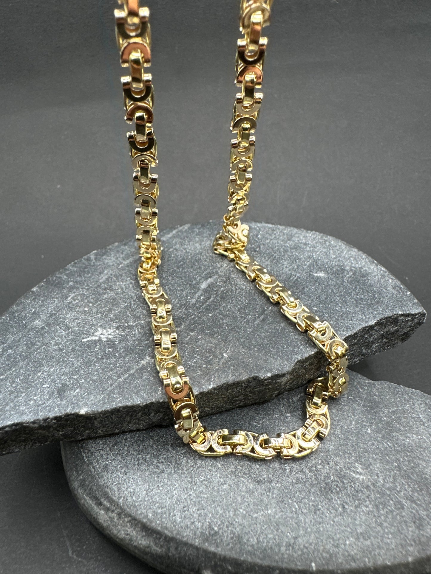 14K Gouden Massieve Platte Koningsketting – 70 cm