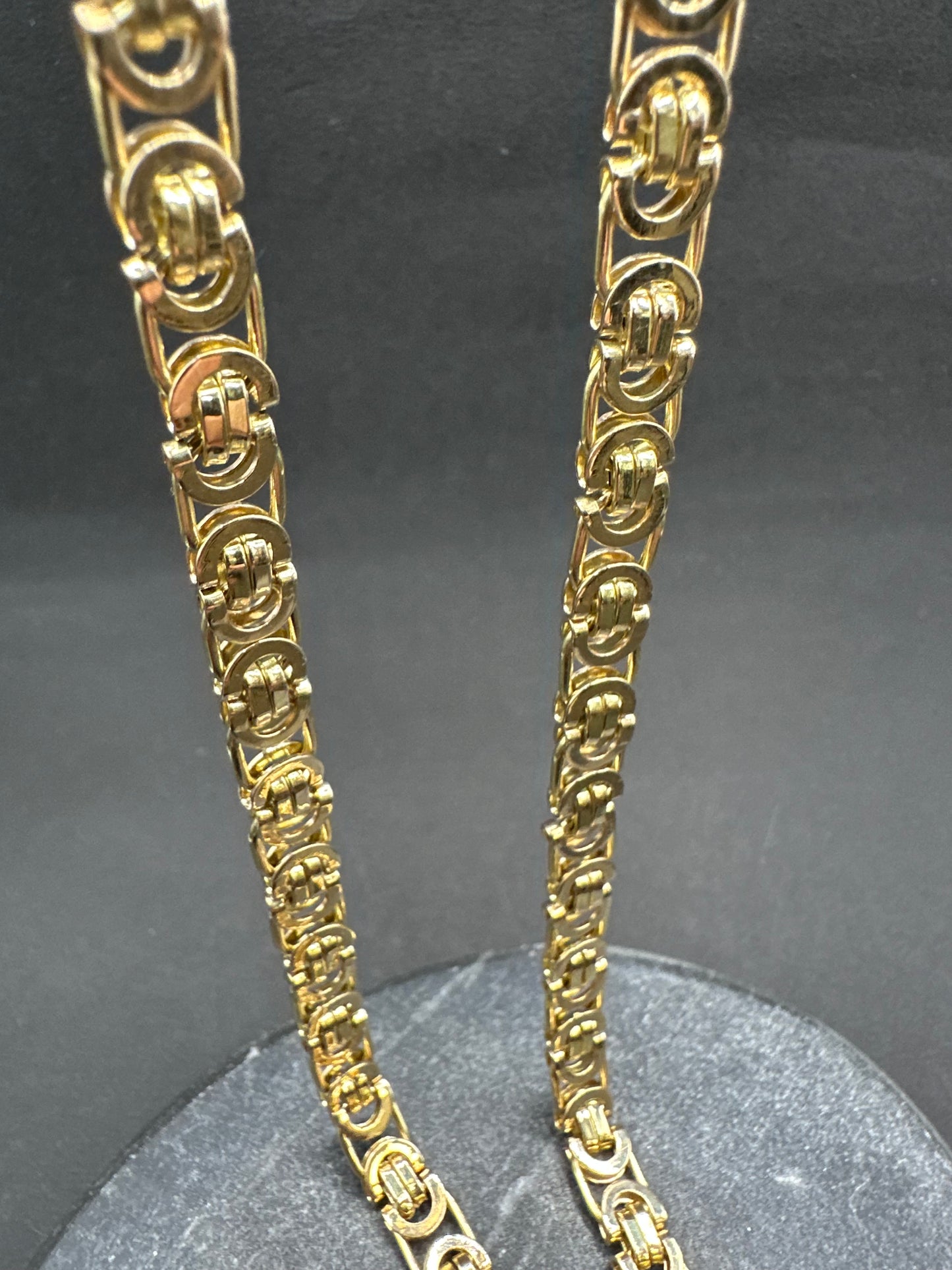 14K Gouden Massieve Platte Koningsketting – 65 cm
