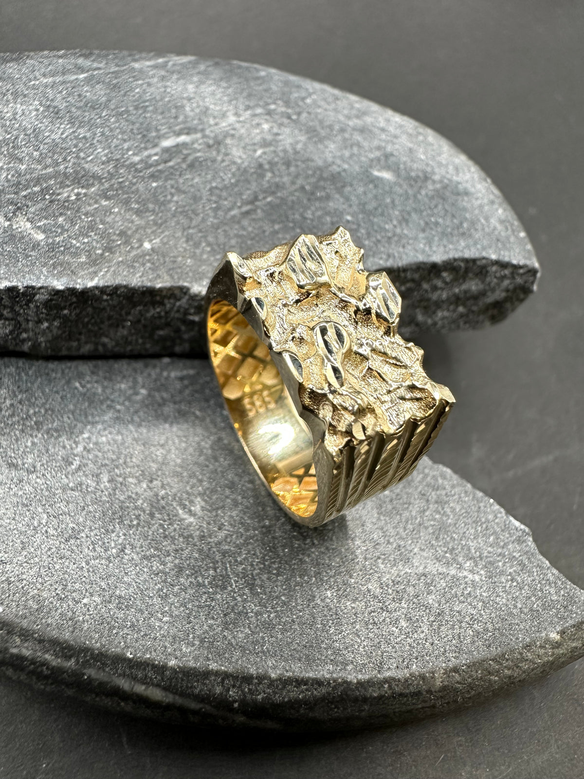 Prachtige 14K Gouden Piet Piet Ring – Diamond Cut