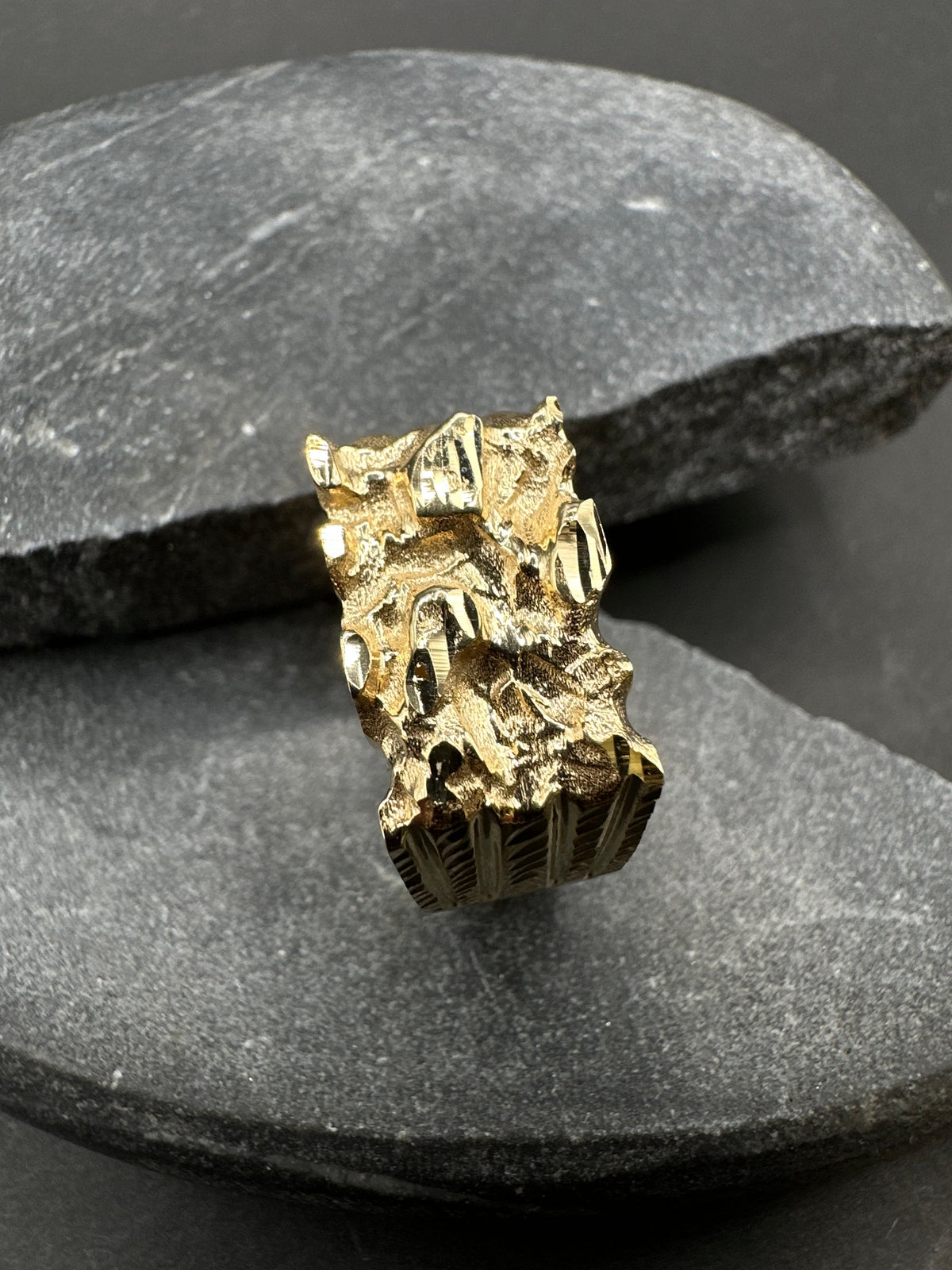 18K Gouden Piet Piet Ring – 11 mm Breed | Diamond cut
