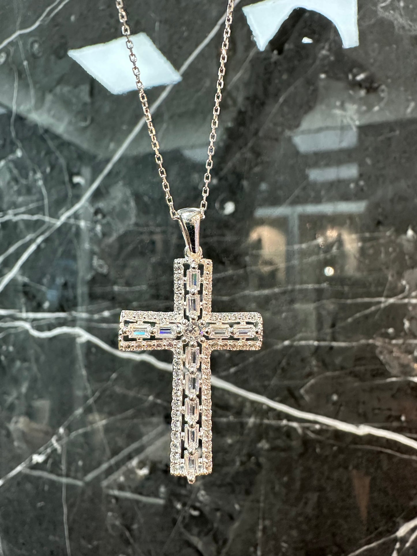Prachtige 925 zilveren ketting met kruishanger