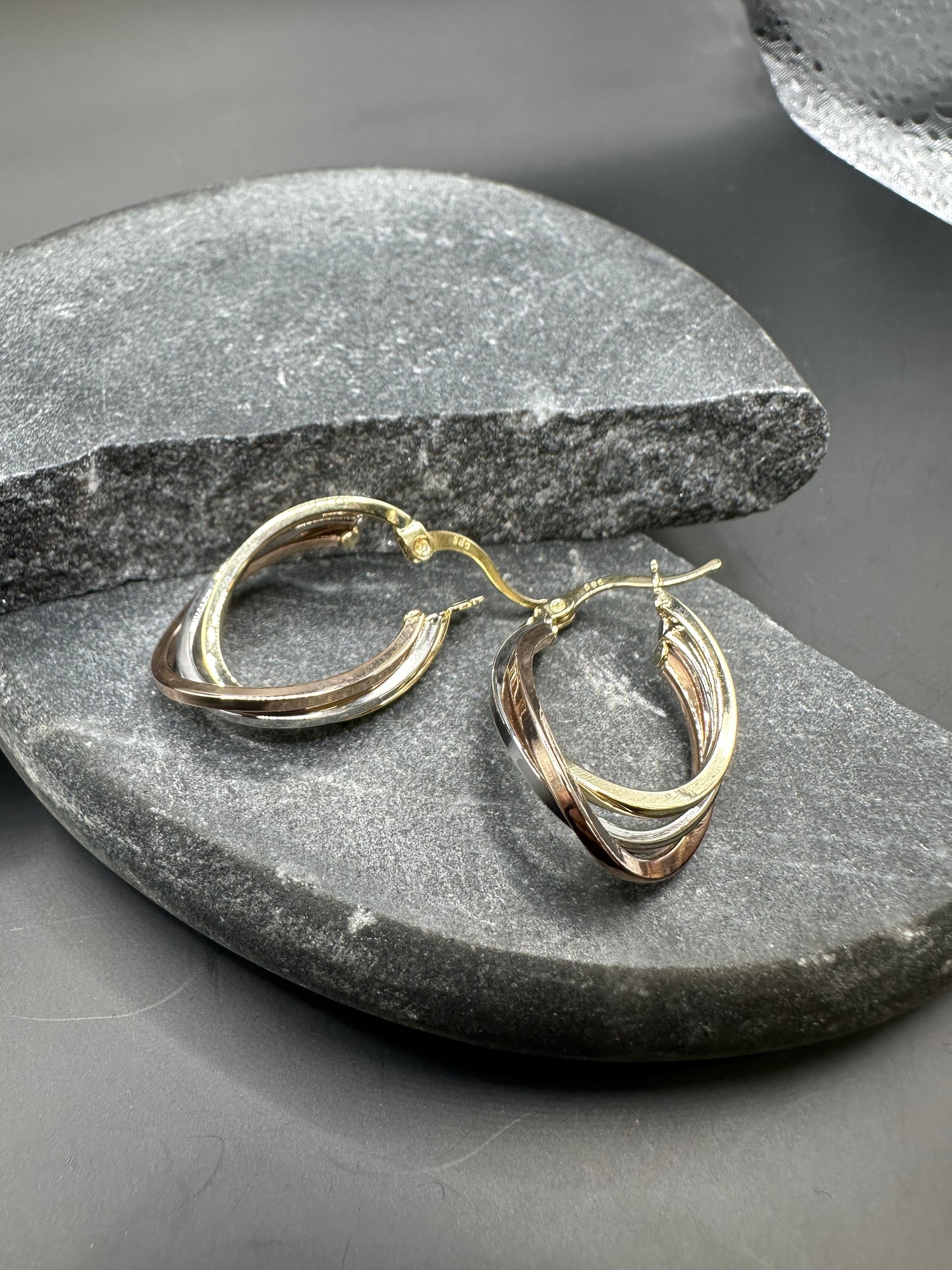 14K Gouden Tricolor Oorbellen – 20 mm