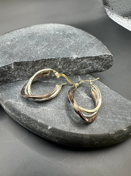14K Gouden Tricolor Oorbellen – 20 mm