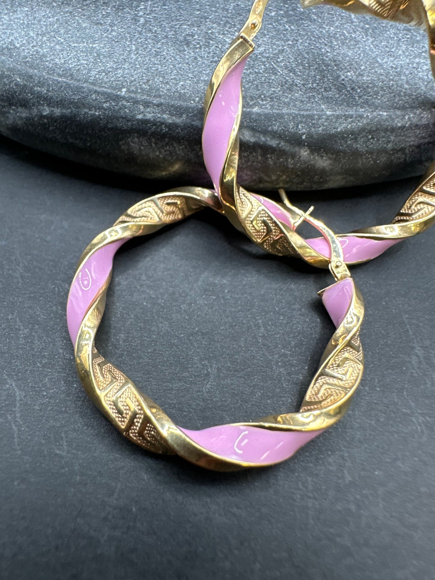 14K Gouden Roze Wokkels met Meandros Bewerking – 33 mm