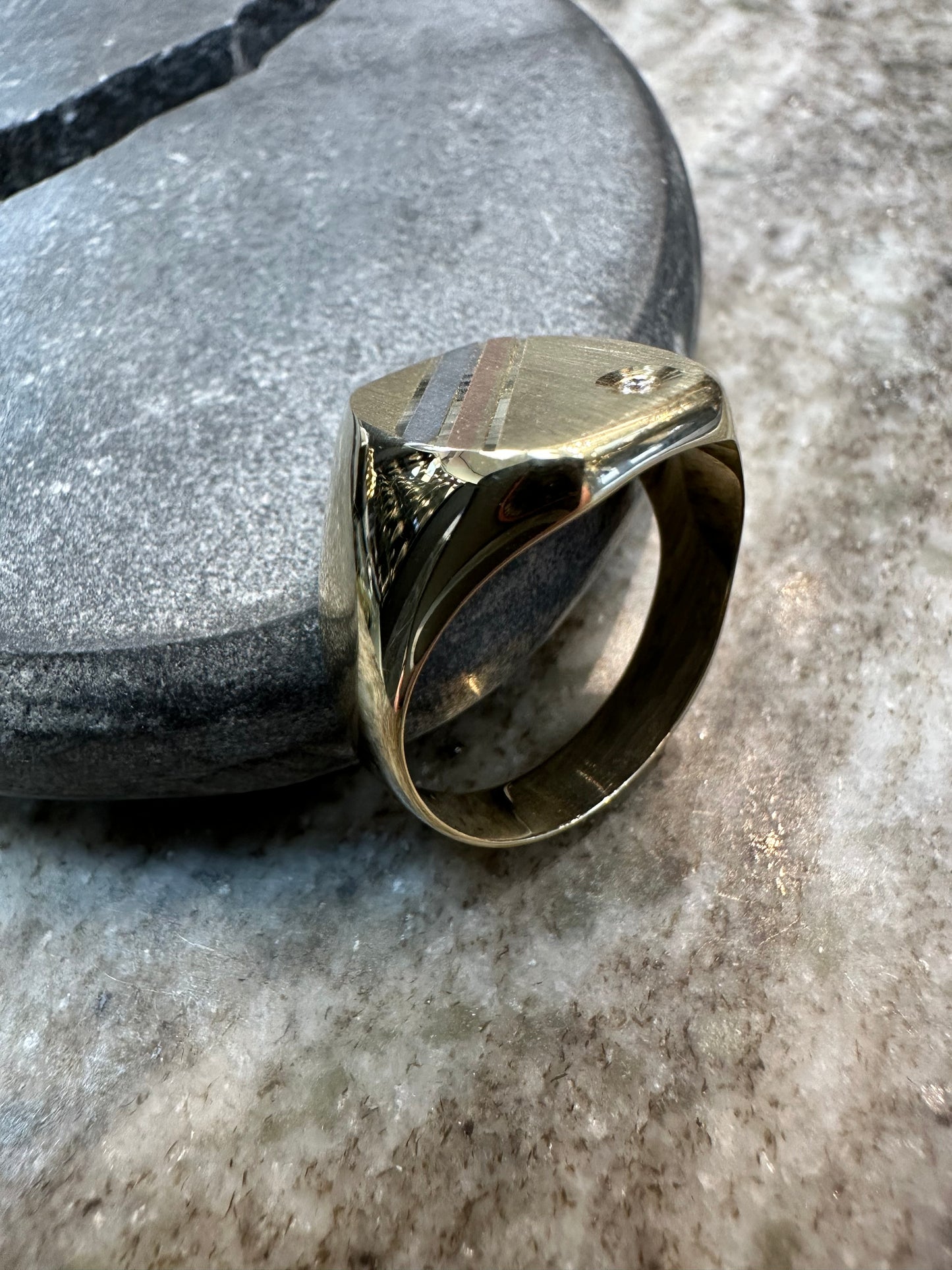 Prachtige 14K Gouden Klassieke Tricolor Ring met Zirkonia