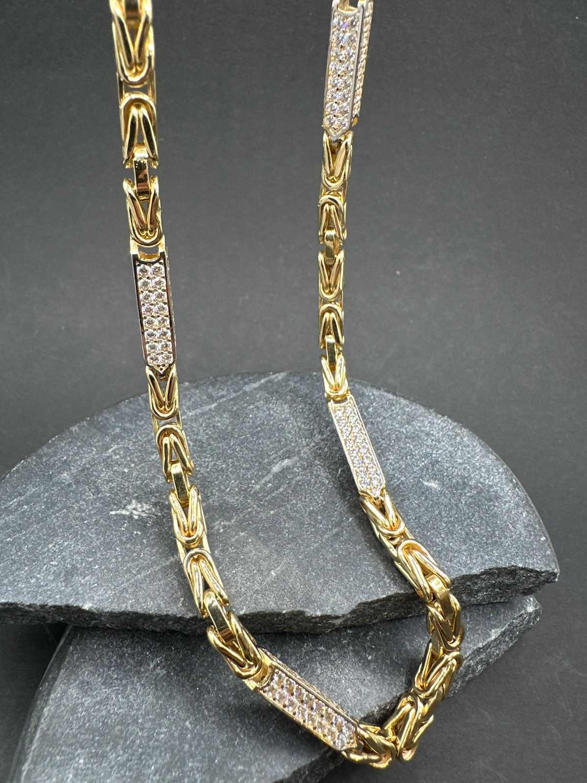 14K Gouden Iced Koningsketting met Zirkonia – 62 cm