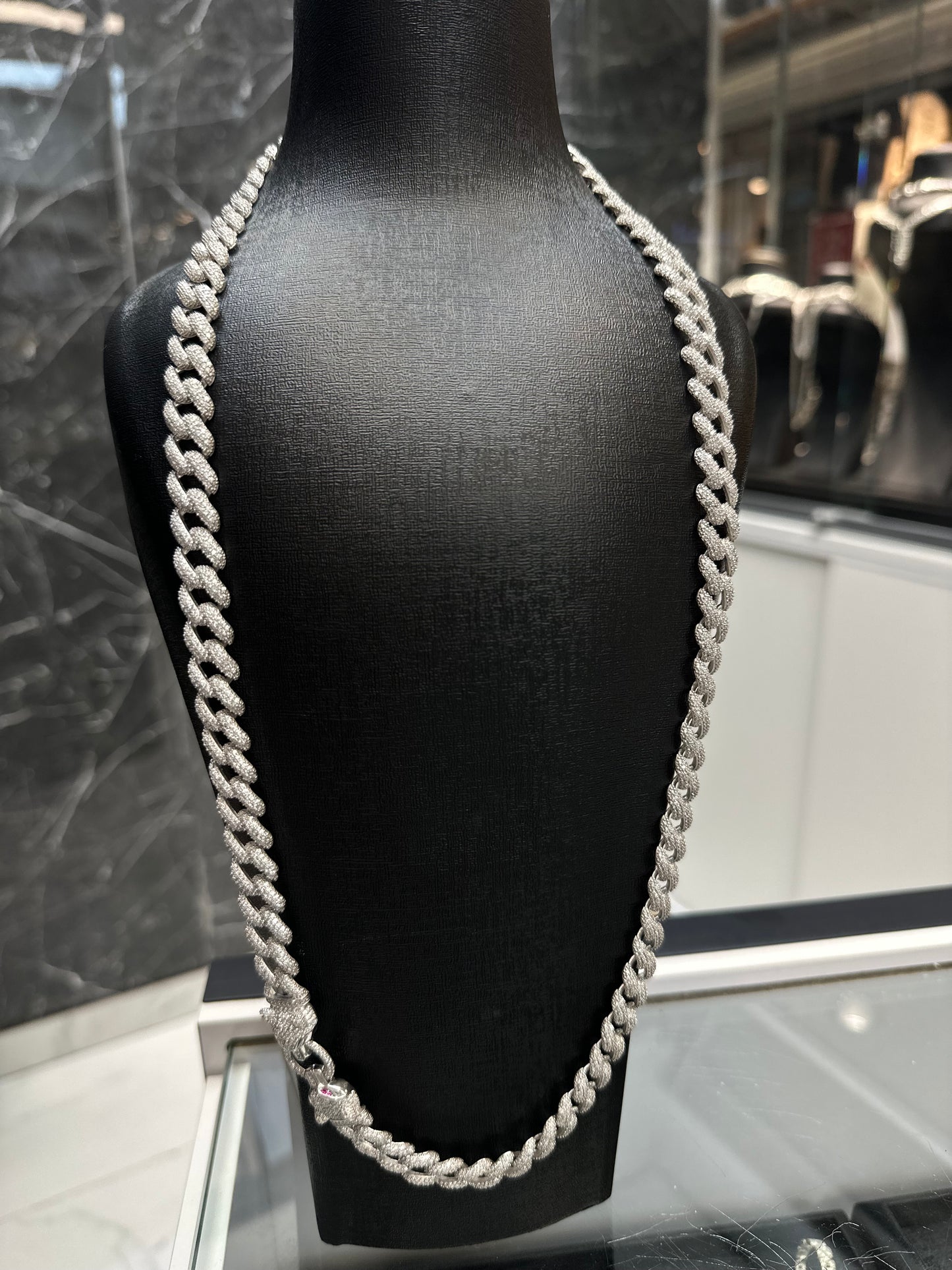 925 Zilveren Iced Cubana Ketting – 72 cm