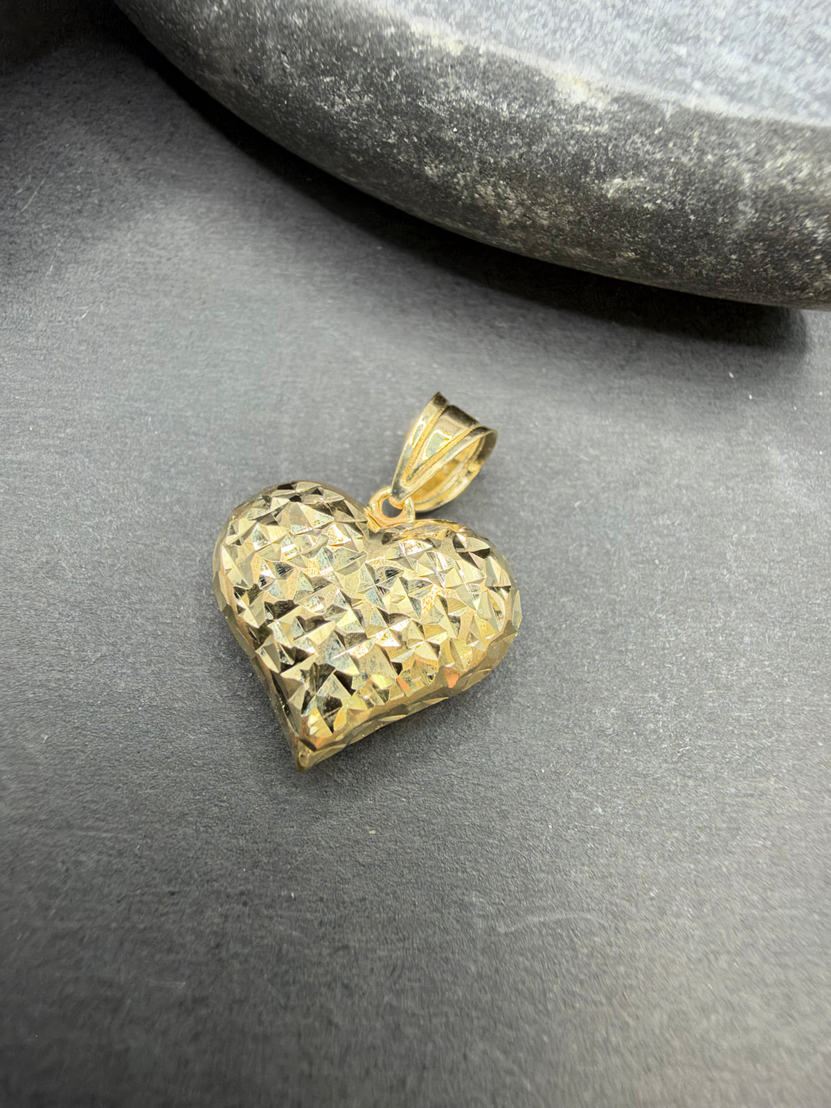 14K Gouden Diamond Cut Hart Hanger