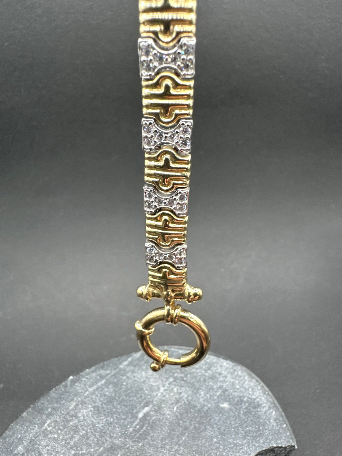 14K Gouden Bicolor Armband met Zirkonia – 19 cm