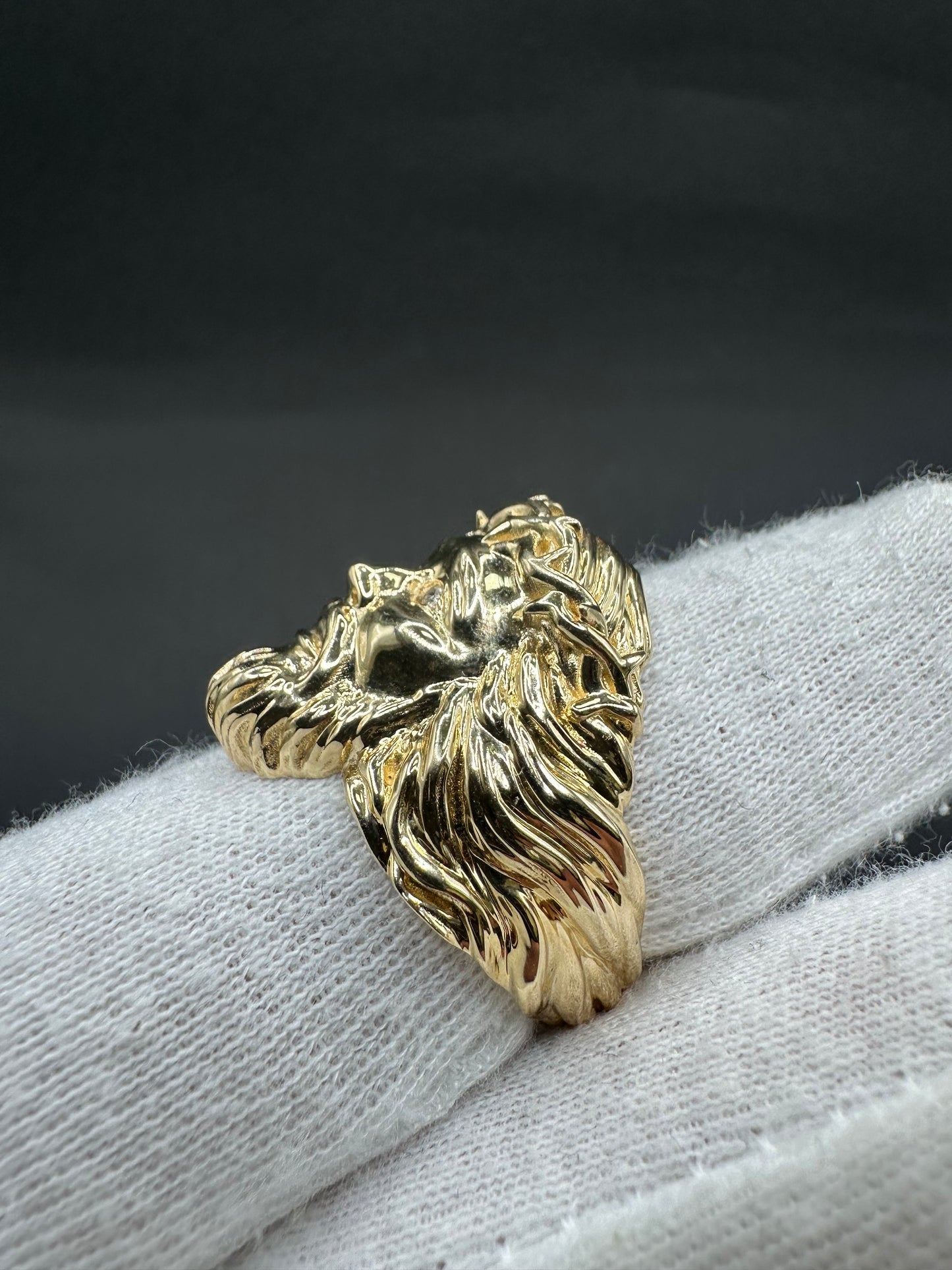 14K Gouden Jezus Hoofd Ring – Maat 20