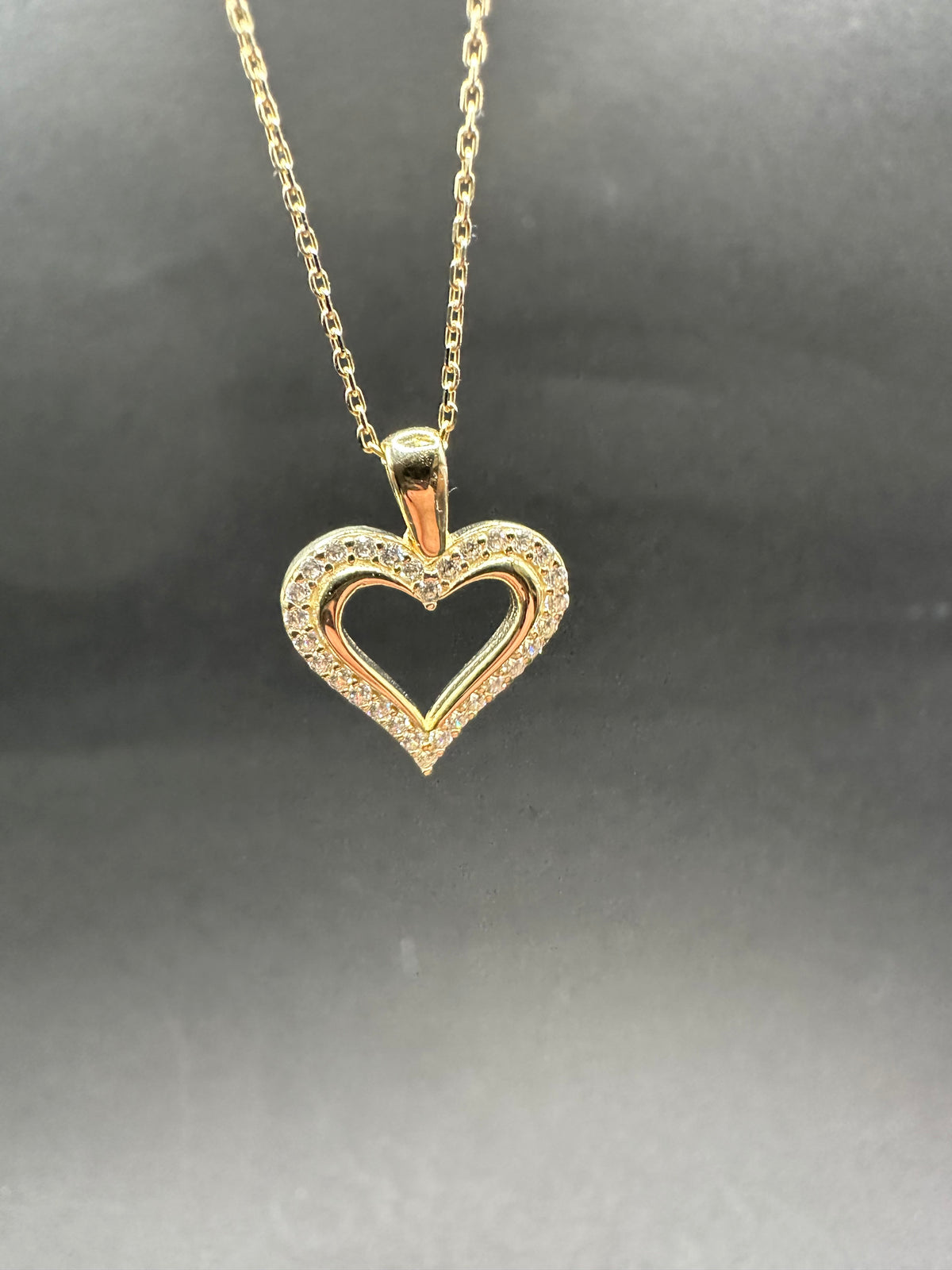 14K Gouden Ketting met Hart Hanger & Zirkonia – 42 cm