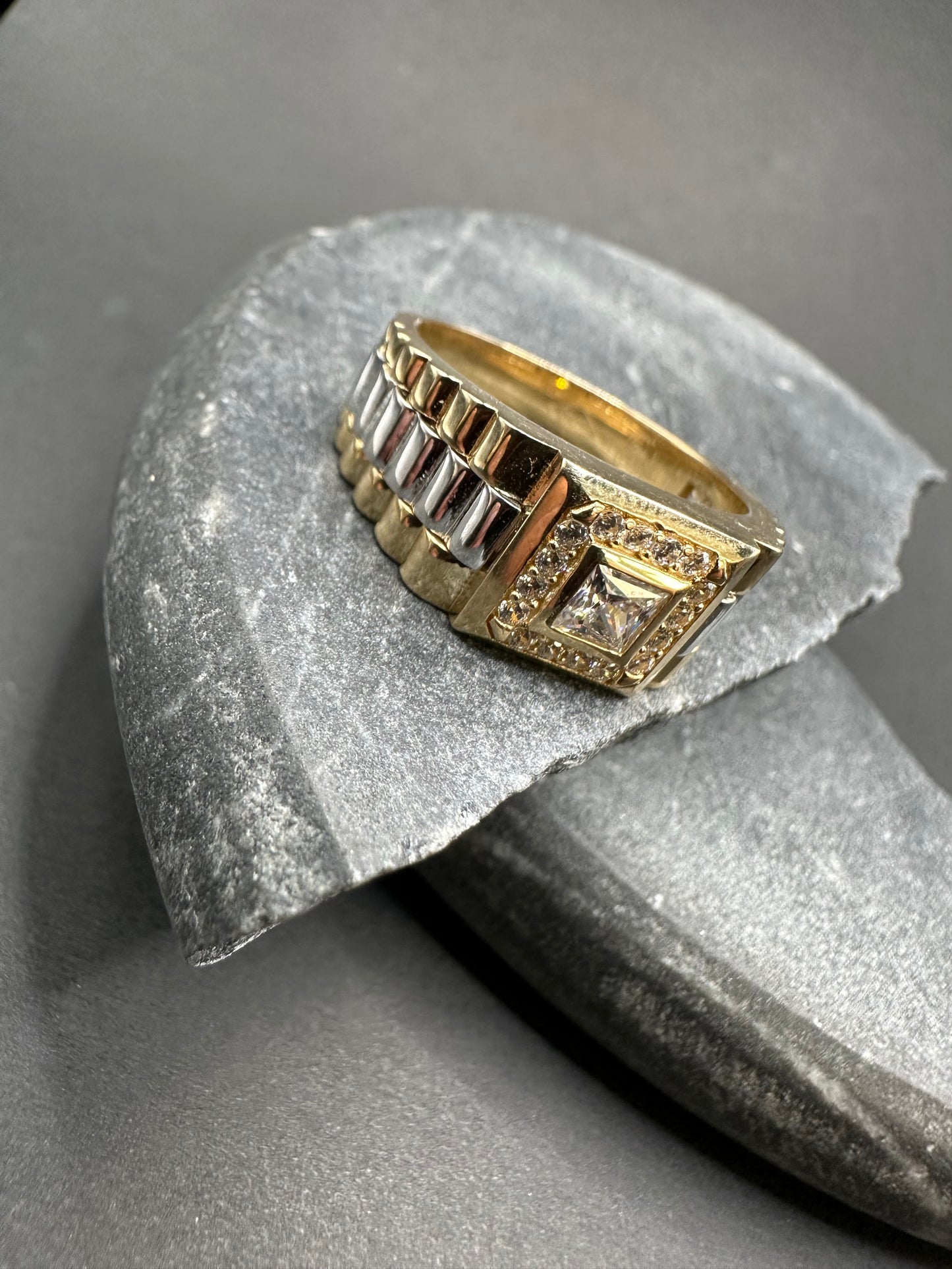 14K Gouden Bicolor Ring met Zirkonia – Maat 20,5