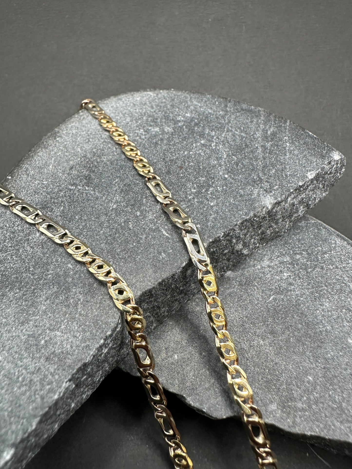14K Gouden Bicolor Massieve Valkenoog Ketting – 60 cm