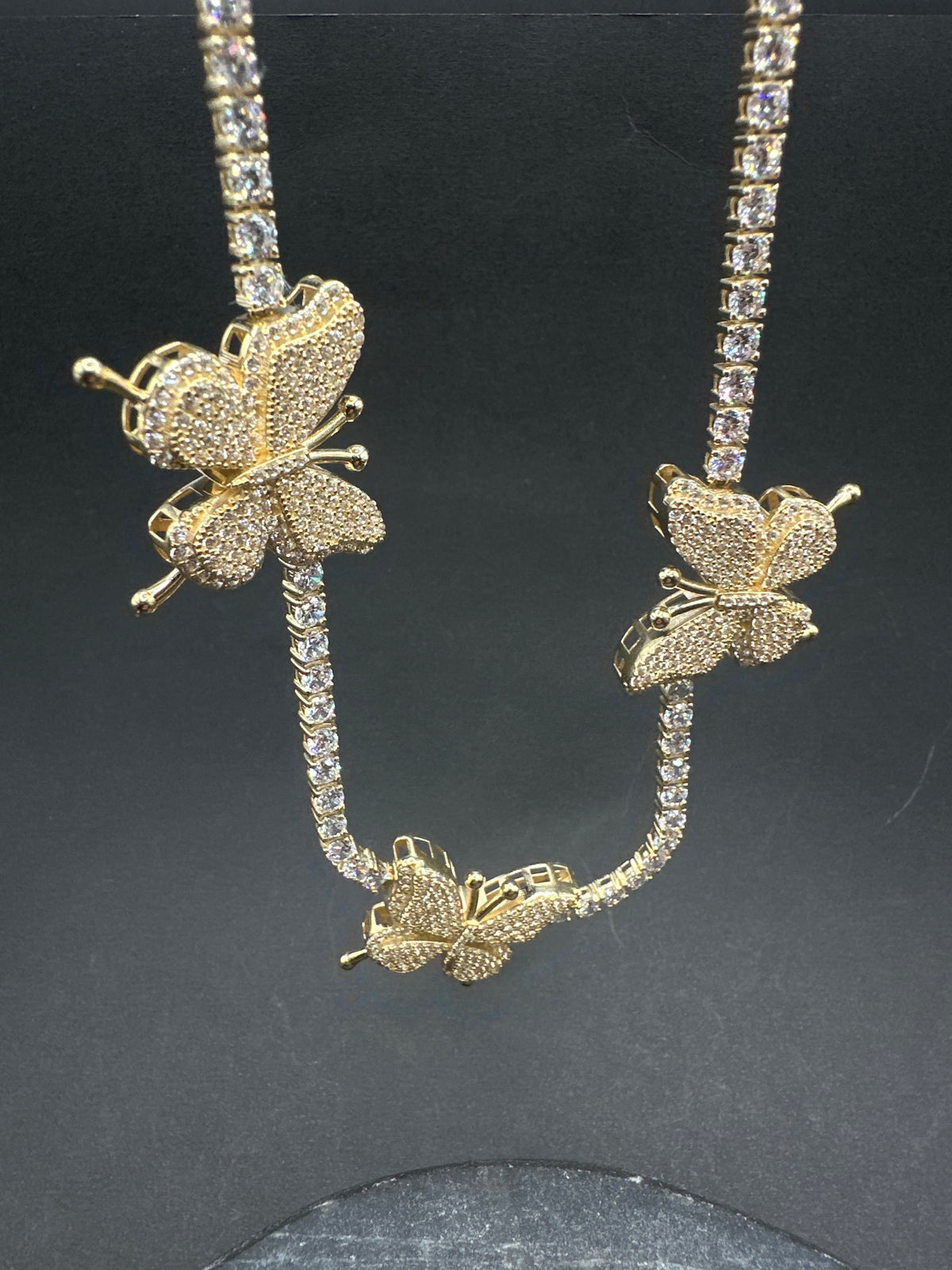 14K Gouden Vlinderketting met Zirkonia – 44 cm | 3 mm