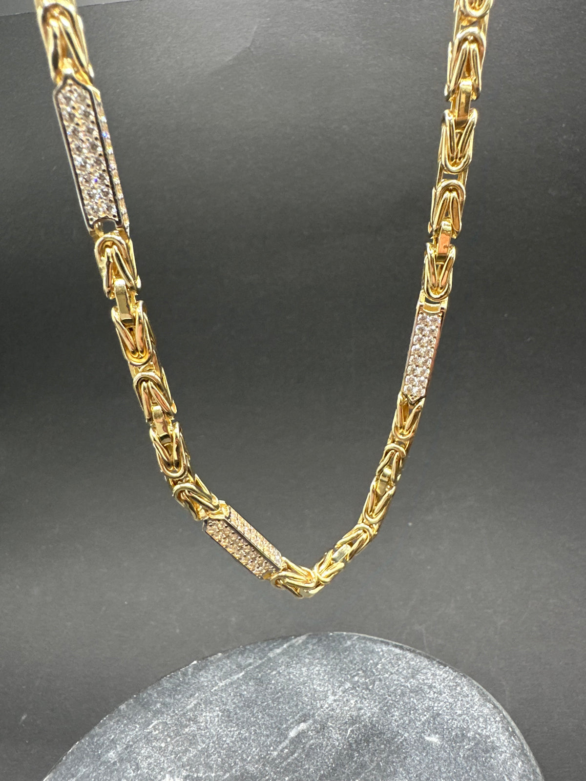 14K Gouden Iced Koningsketting met Zirkonia – 62 cm