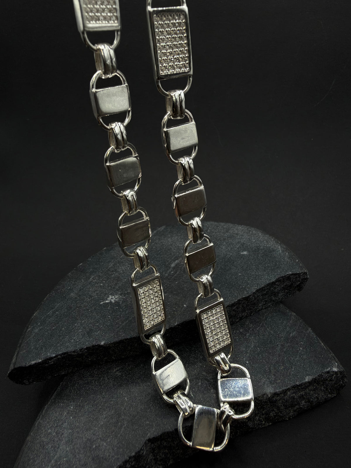 925 Zilveren Phlat Magnum Ketting met Zirkonia – 9,5 mm – 68 cm