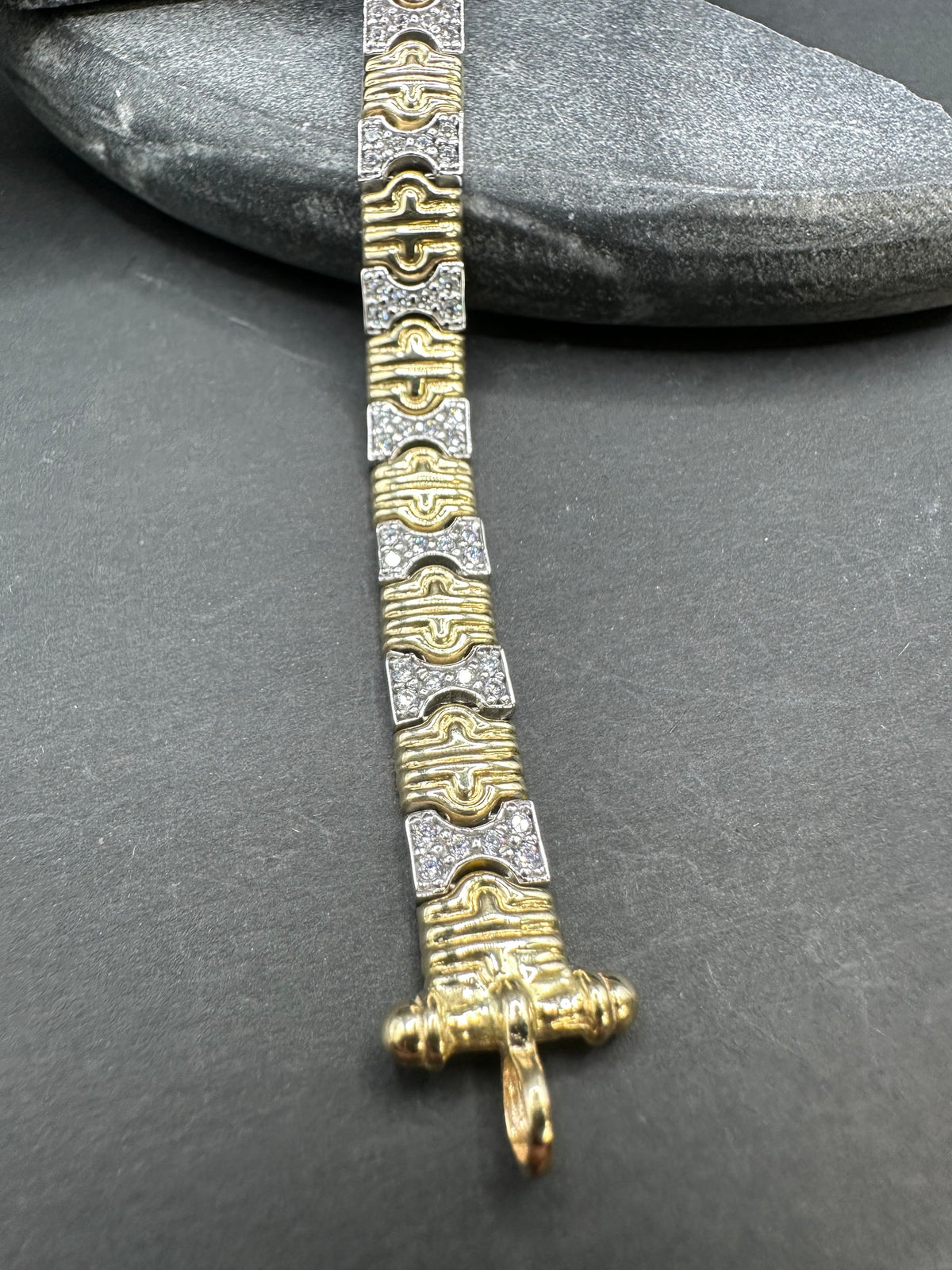 14K Gouden Bicolor Armband met Zirkonia – 19 cm