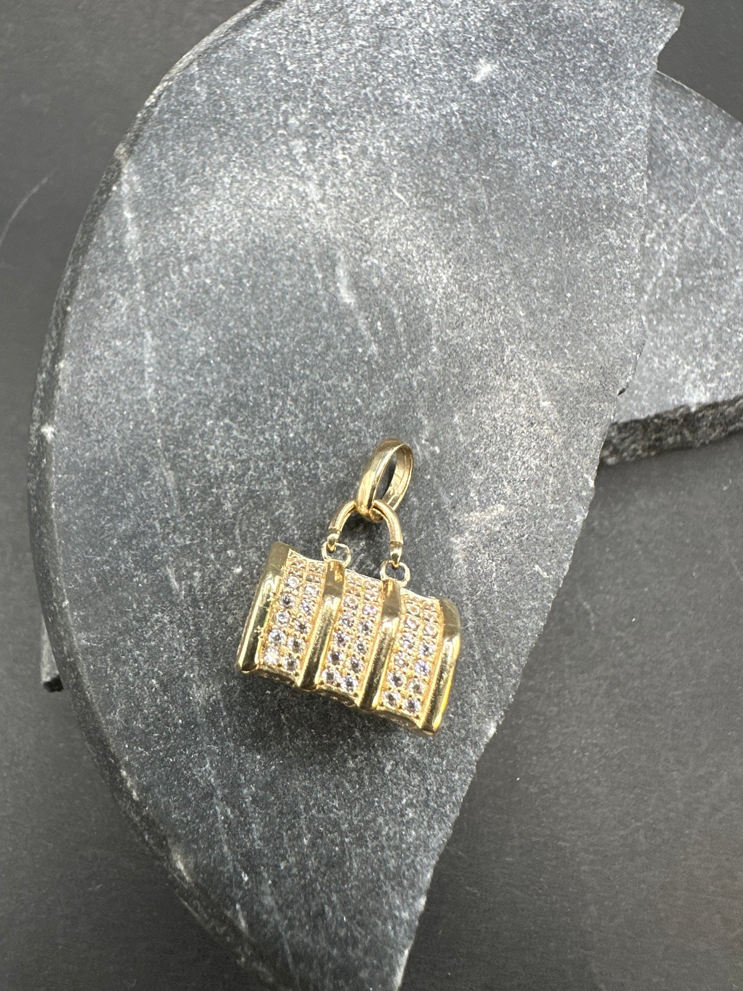 14K Gouden Tas Hanger met Zirkonia