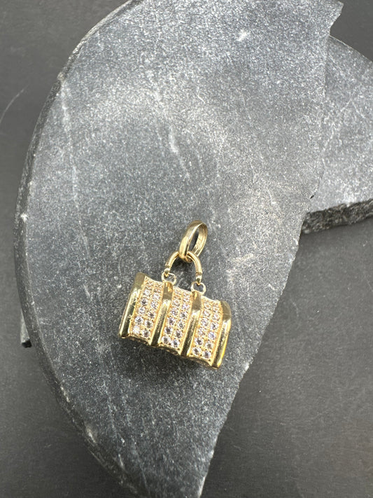 14K Gouden Tas Hanger met Zirkonia
