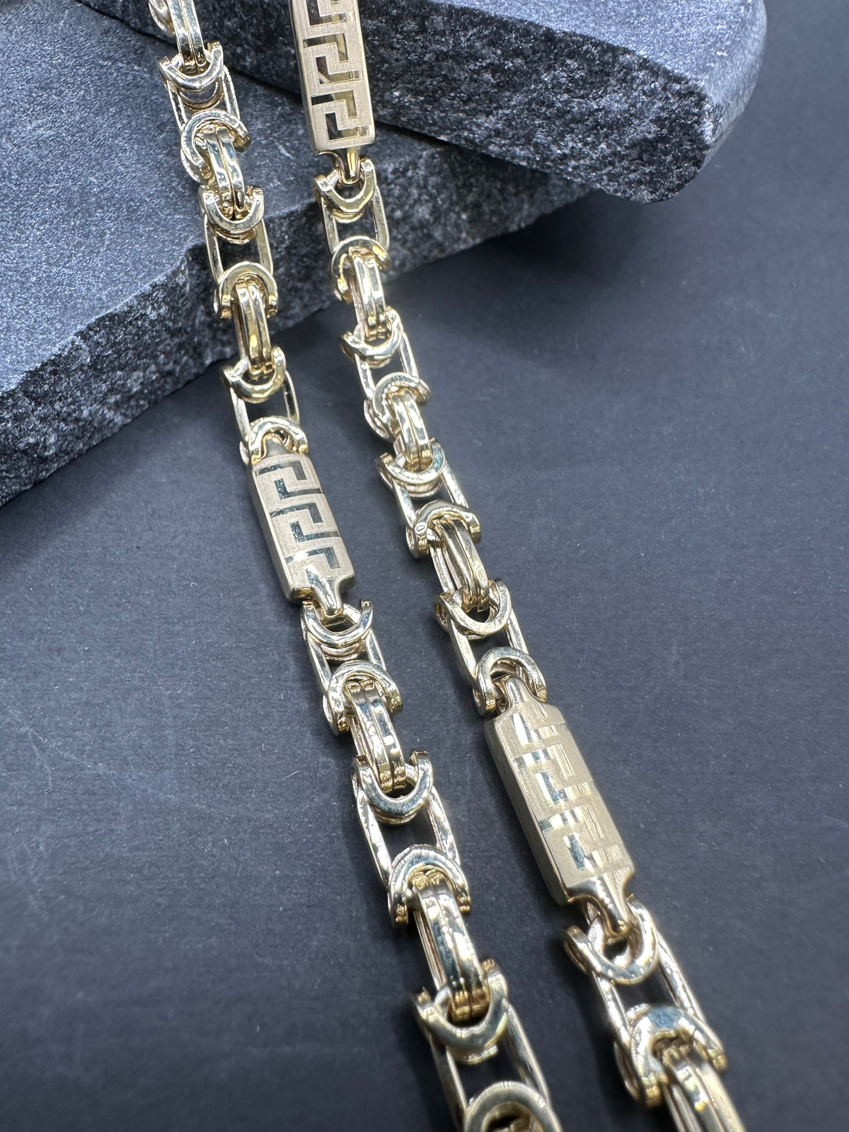 14K Gouden Platte Koningsketting met Meandros Bewerking – 65 cm