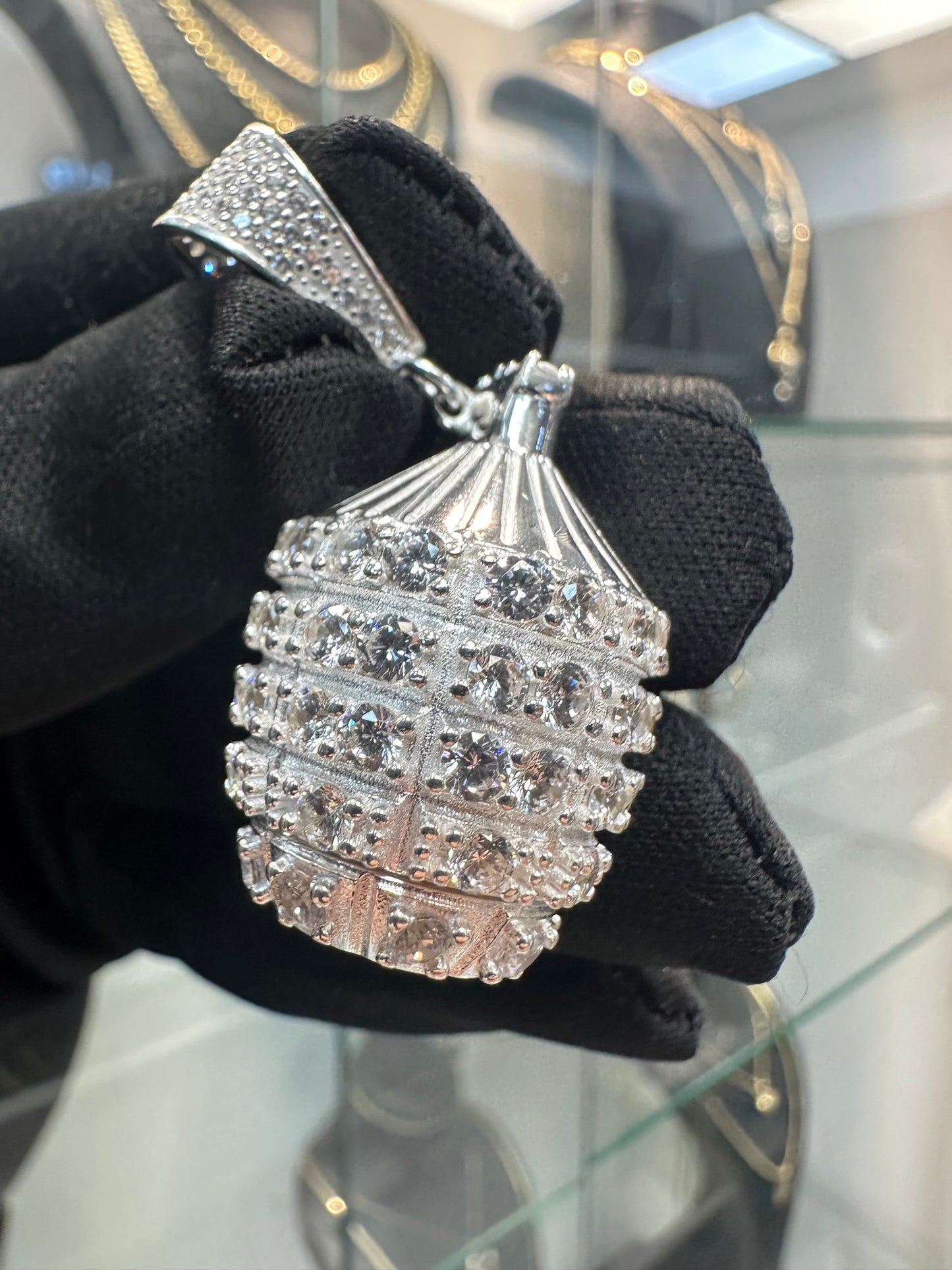 Prachtige 925 Zilveren Granaat Hanger – Iced met Zirkonia & Geheim Opbergvak