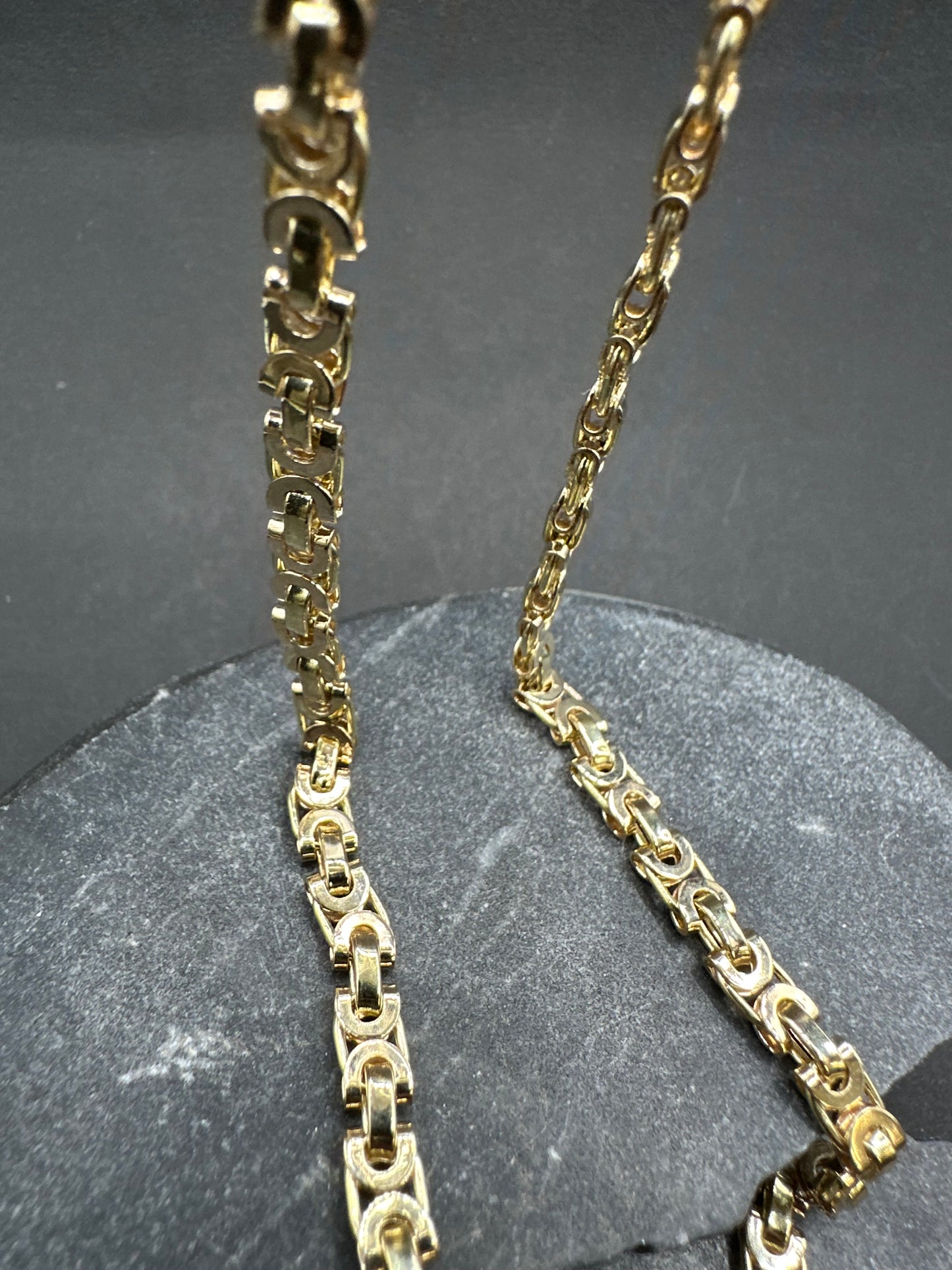 14K Gouden Massieve Platte Koningsketting – 70 cm