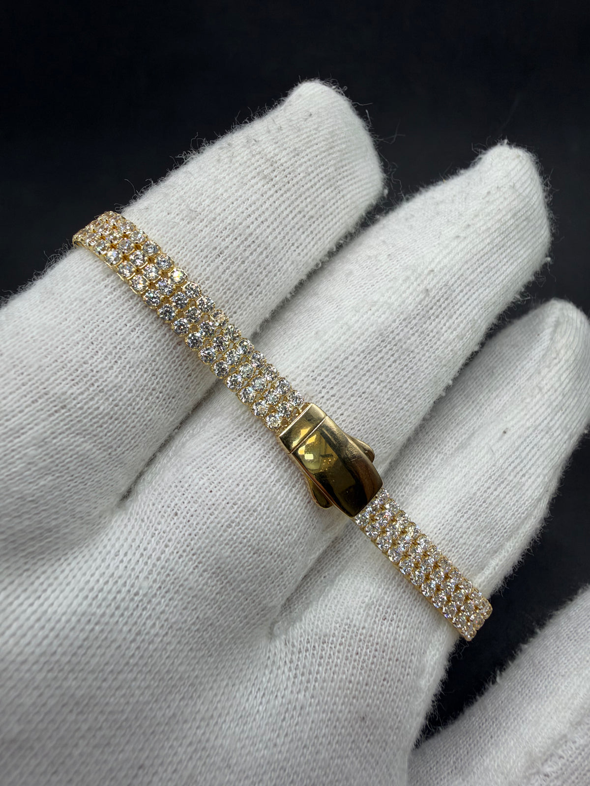 14K Gouden Triple-Row Tennisarmband met Zirkonia – 5,2 mm