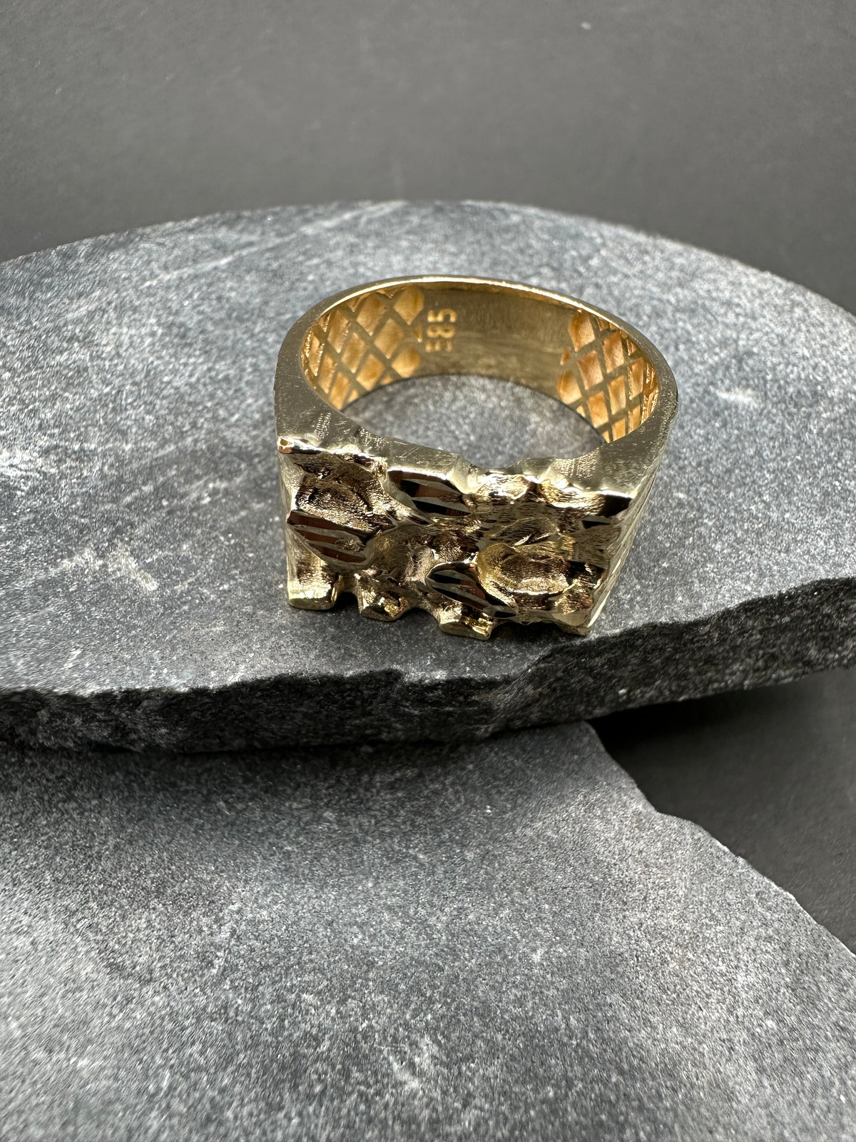 Prachtige 14K Gouden Piet Piet Ring – Diamond Cut
