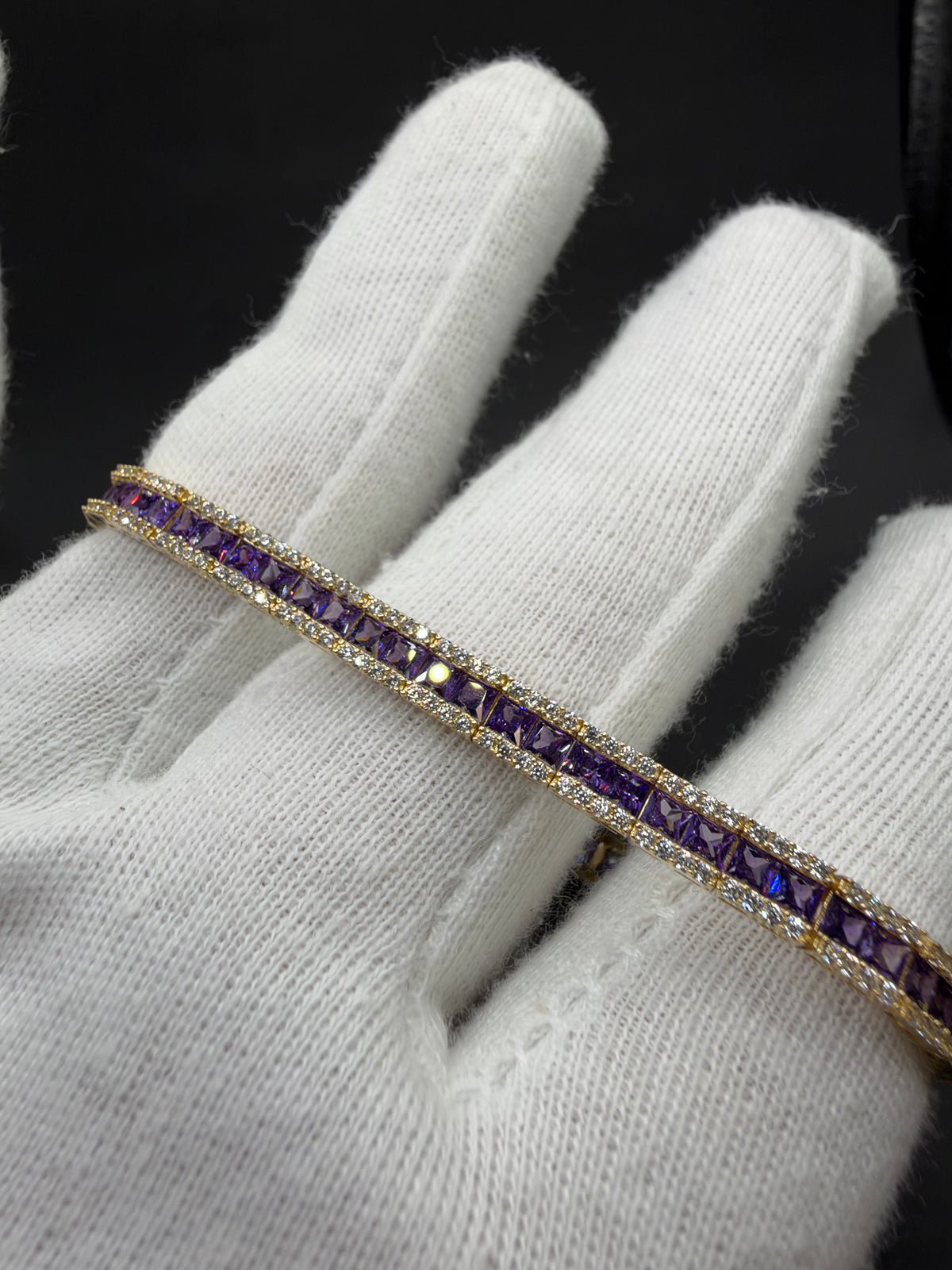 14K Gouden Armband met Amethist en Zirkonia – 18 cm – 4,5 mm