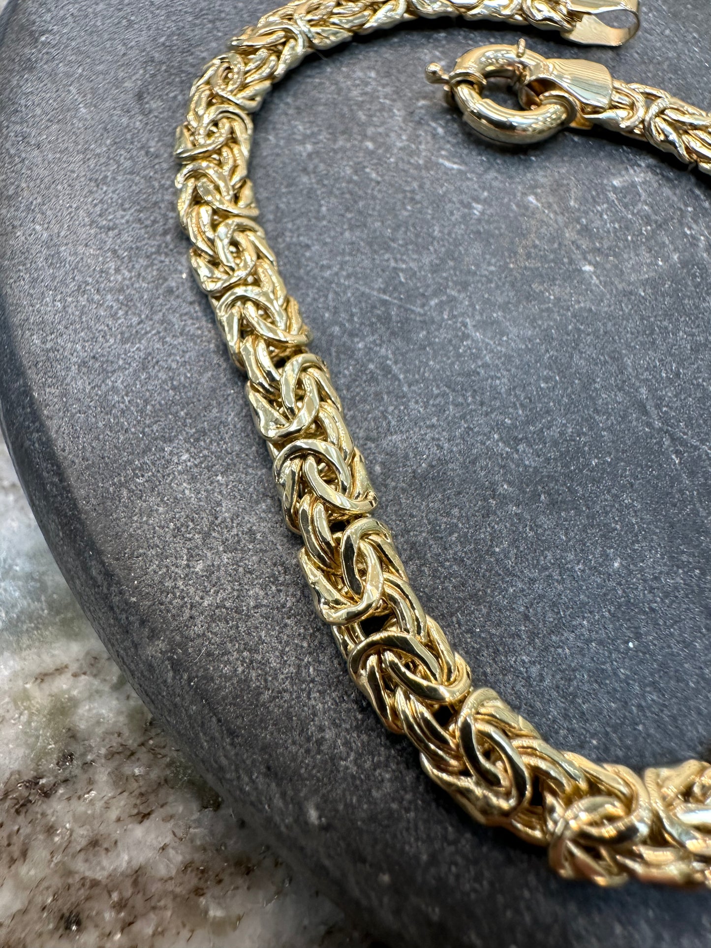 14K Gouden Plat Byzantijn Armband – 20 cm | 6 mm | Unisex | Luxe & Tijdloos