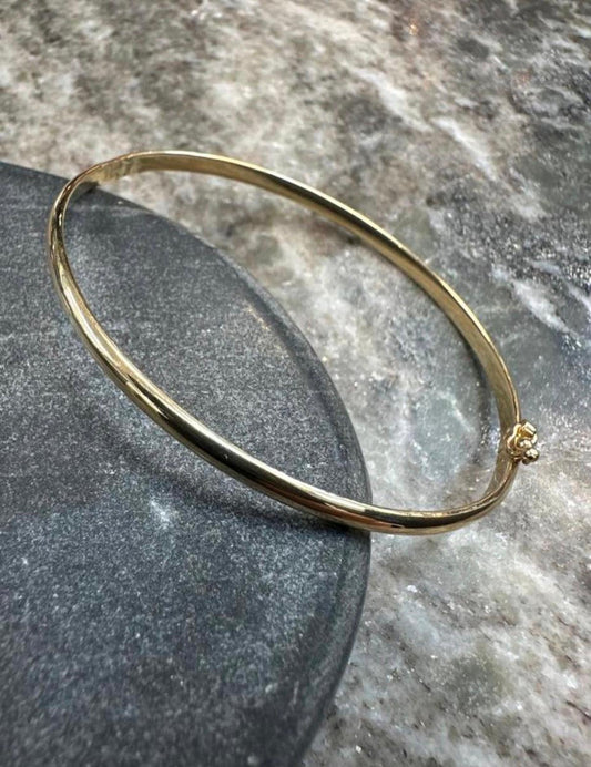 Subtiele 14K Gouden Gladde Slavenarmband – Elegant & Tijdloos| 58 mm